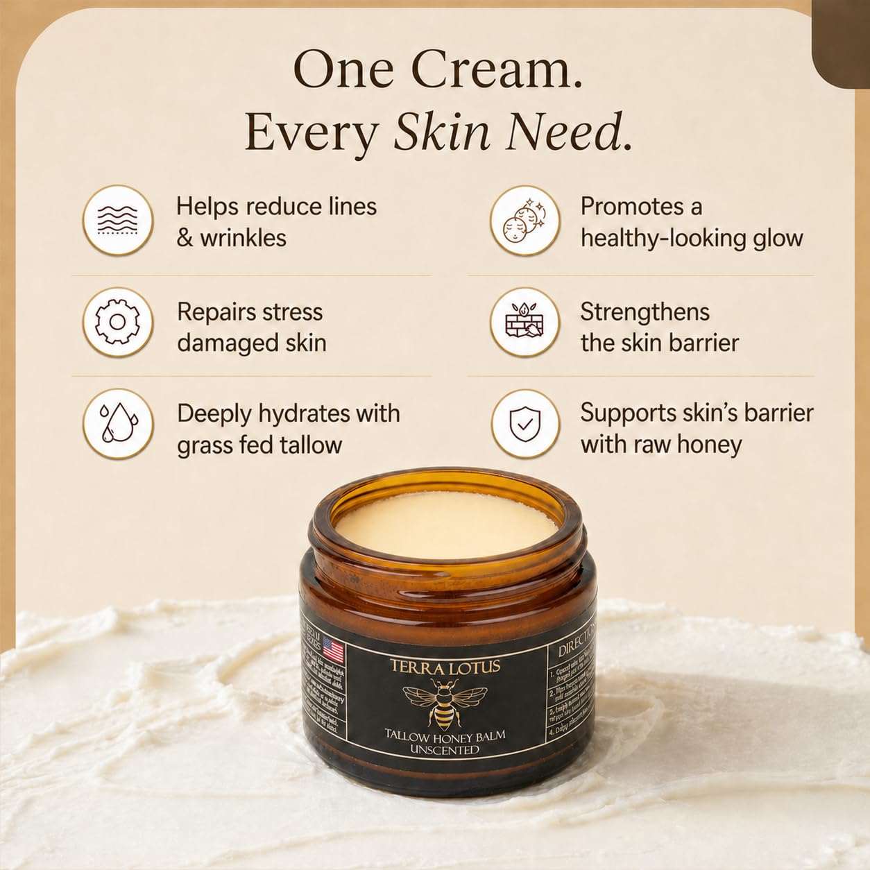 Terra Lotus Organic Grass-Fed Beef Tallow Balm