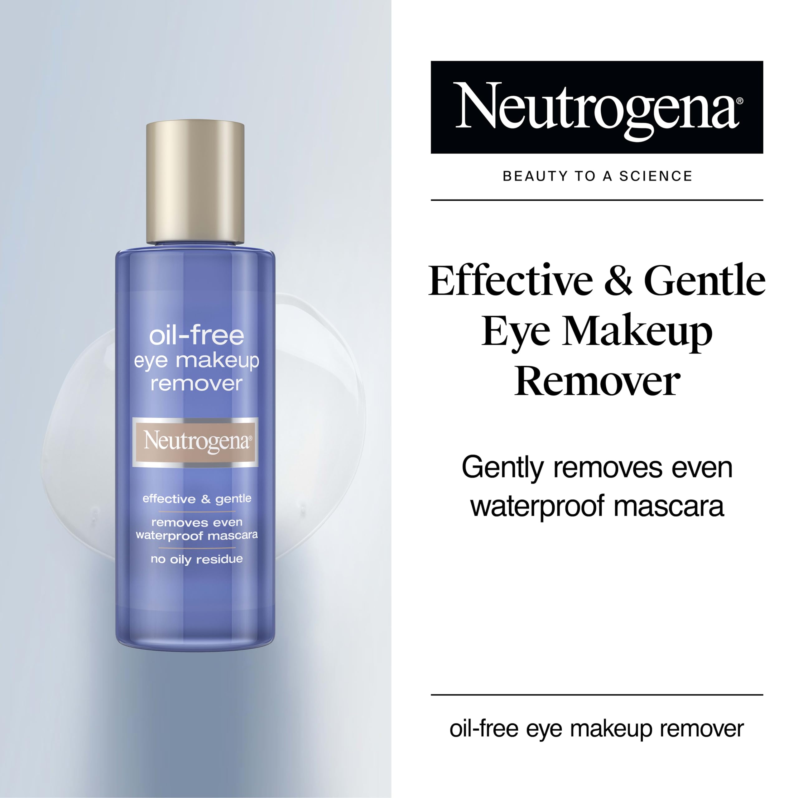 Neutrogena Gentle Oil-Free Eye Makeup Remover & Cleanser for Sensitive Eyes, Non-Greasy Makeup Remover, Removes Waterproof Mascara