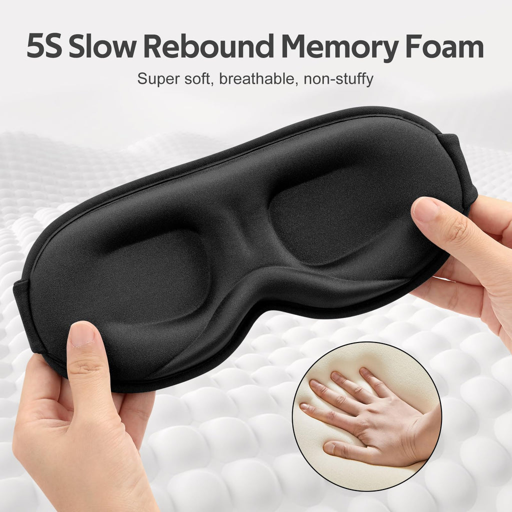 Vynix Sleep Mask for Men Women - 100% Blackout Eye Masks for Sleep - 3D Soft Sleeping Mask for Side Sleepers - Zero Pressure Lash Extensions Eye Cover Shade for Airplane Travel Essentials