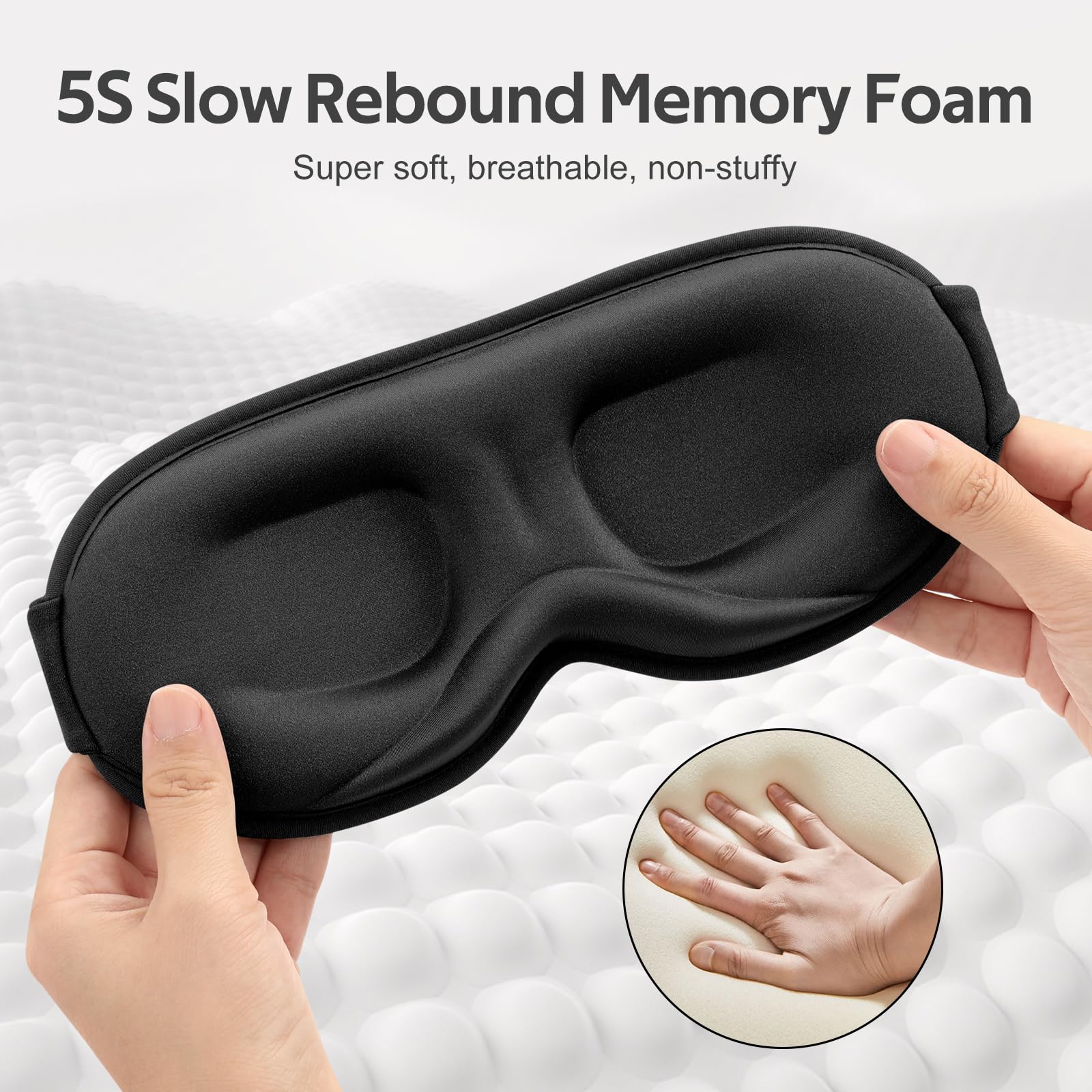 Vynix Sleep Mask for Men Women - 100% Blackout Eye Masks for Sleep - 3D Soft Sleeping Mask for Side Sleepers - Zero Pressure Lash Extensions Eye Cover Shade for Airplane Travel Essentials