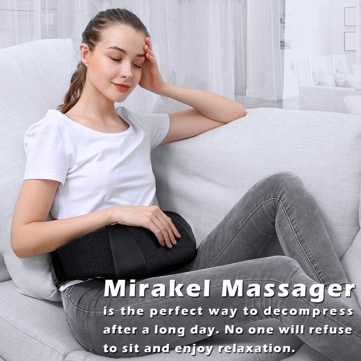 Mirakel Neck Massager for Pain Relief Deep Tissue, Shiatsu Shoulder & Back Massager with Heat - Ergonomic Design Massage, Electric Kneading Whole Body Massager Christmas Gifts for Women, Men, Dad, Mom