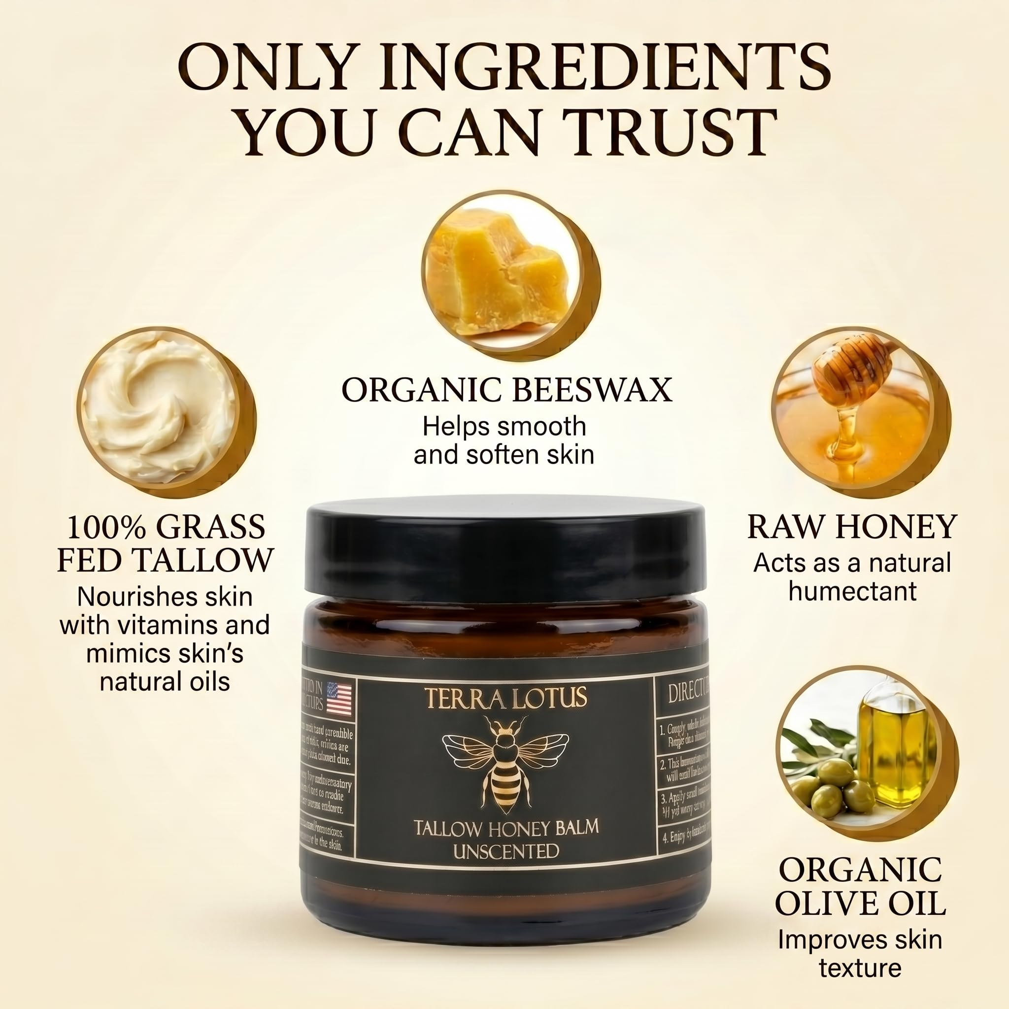 Terra Lotus Organic Grass-Fed Beef Tallow Balm