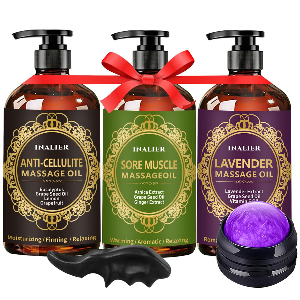 Massage Oil for Massage Therapy,﻿Lavender Oil Roller Ball & Thumb Saver,SPA Relaxing Oil for Soothing,Kit Spa Gifts for Him Her