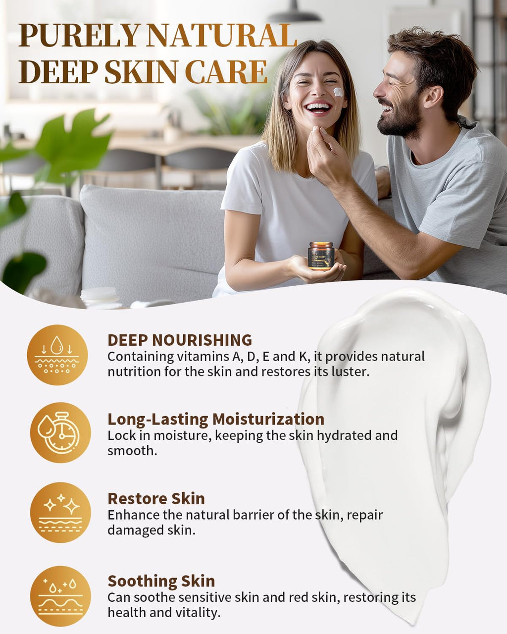 Whipped Beef Tallow for Skin Grass Fed Tallow Balm with Raw Honey,Unscented Face & Body Tallow Moisturizer for Dry Sensitive Skin,Eczema & Rosacea Relief,Non-Comedogenic,Fast Absorbing Skin Care(4oz)