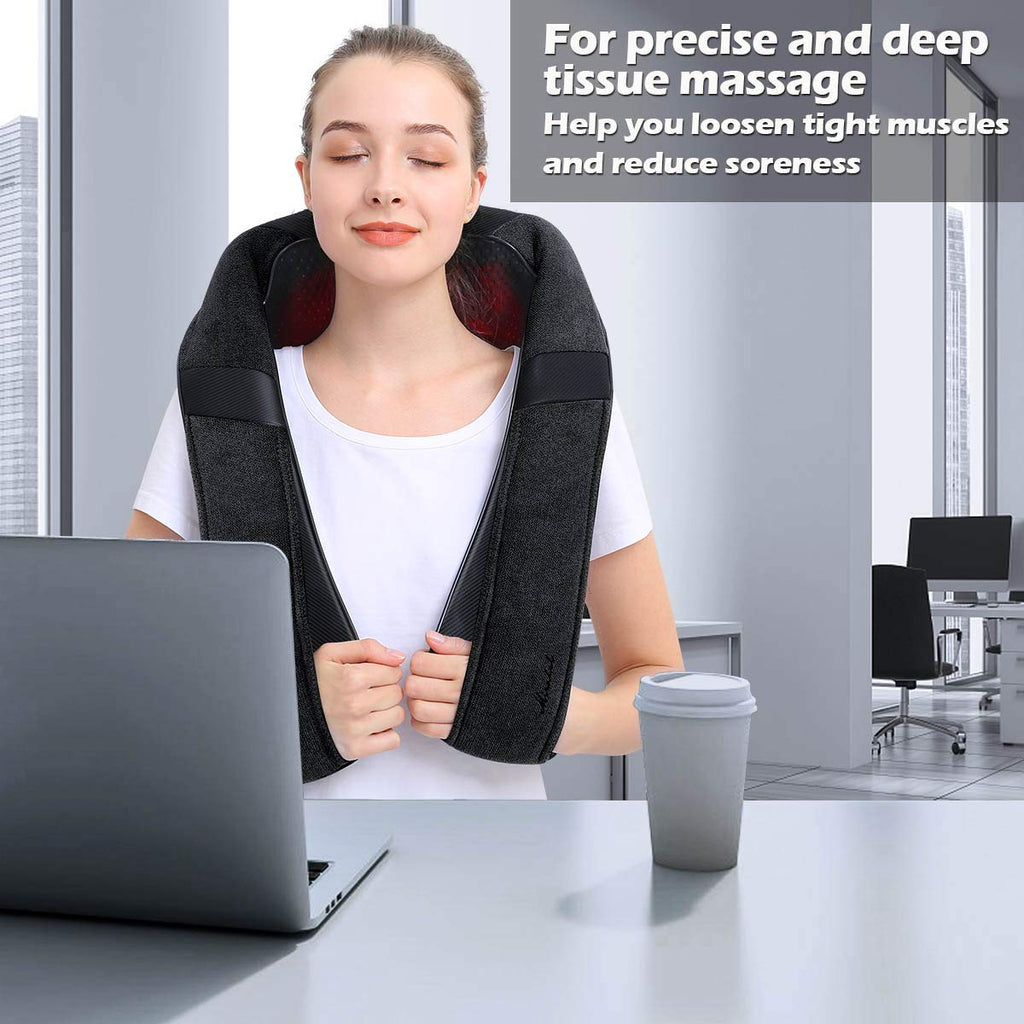 Mirakel Neck Massager for Pain Relief Deep Tissue, Shiatsu Shoulder & Back Massager with Heat - Ergonomic Design Massage, Electric Kneading Whole Body Massager Christmas Gifts for Women, Men, Dad, Mom