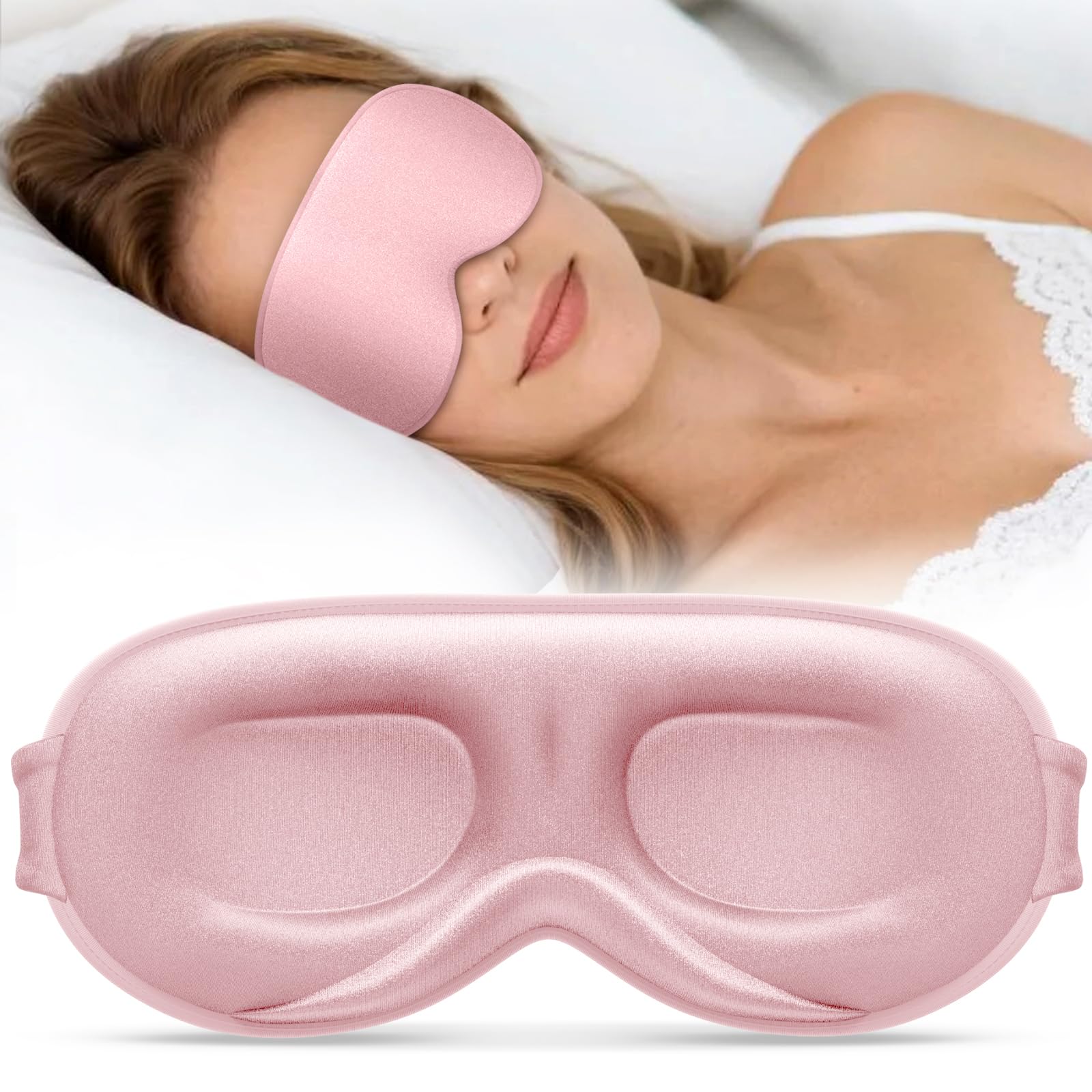 Vynix Sleep Mask for Men Women - 100% Blackout Eye Masks for Sleep - 3D Soft Sleeping Mask for Side Sleepers - Zero Pressure Lash Extensions Eye Cover Shade for Airplane Travel Essentials