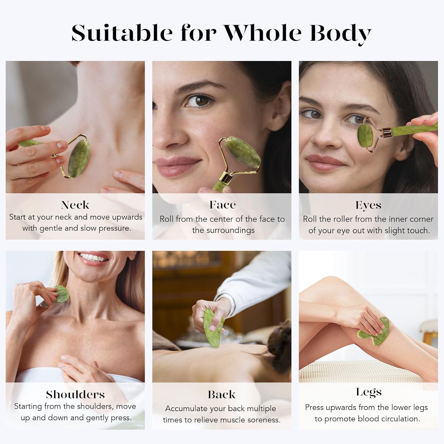 BAIMEI Jade Roller and Gua Sha Set Face Roller and Gua Sha Facial Tools for Skin Care Routine and Puffiness