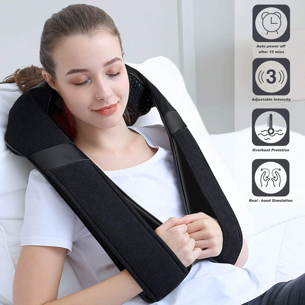 Mirakel Neck Massager for Pain Relief Deep Tissue, Shiatsu Shoulder & Back Massager with Heat - Ergonomic Design Massage, Electric Kneading Whole Body Massager Christmas Gifts for Women, Men, Dad, Mom