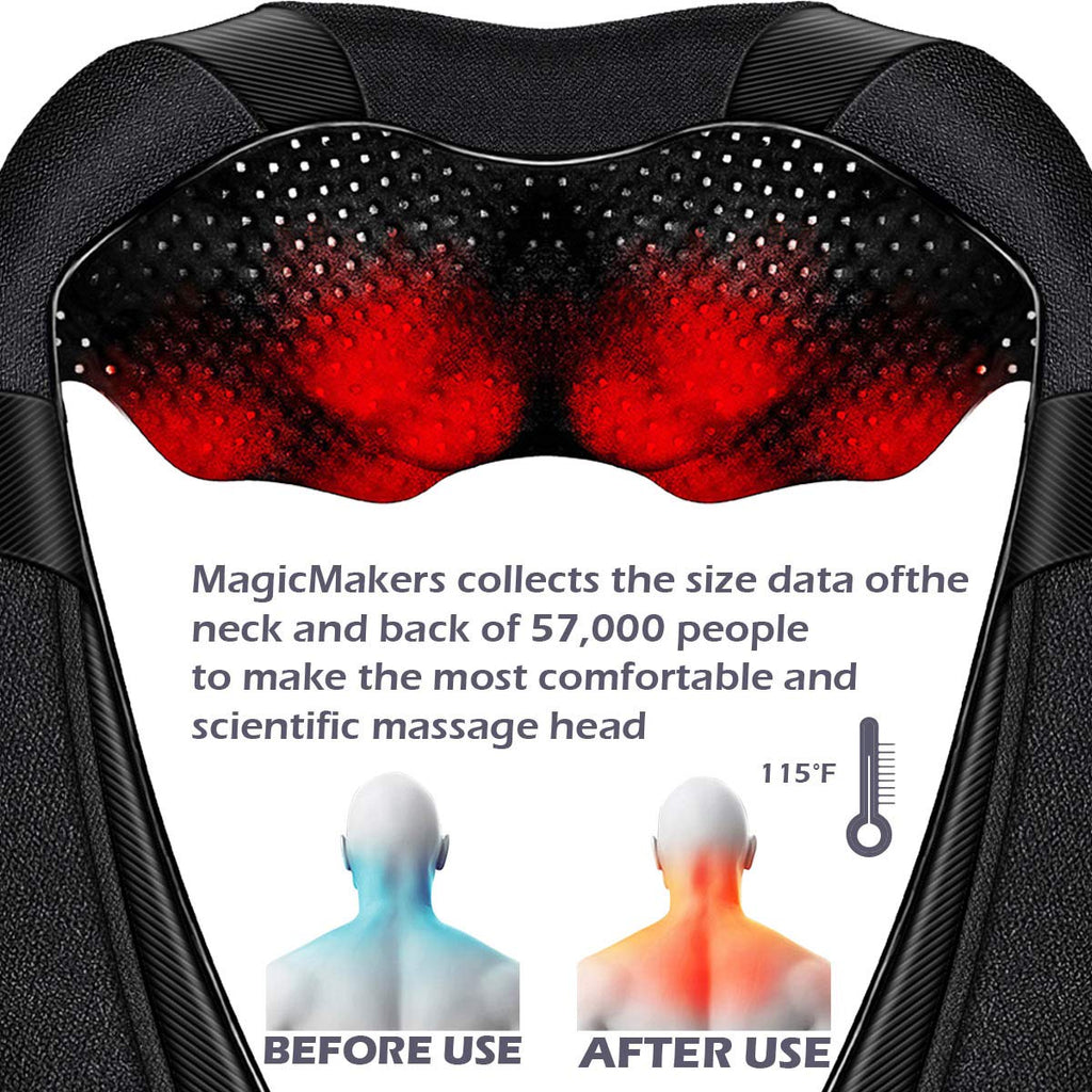 Mirakel Neck Massager for Pain Relief Deep Tissue, Shiatsu Shoulder & Back Massager with Heat - Ergonomic Design Massage, Electric Kneading Whole Body Massager Christmas Gifts for Women, Men, Dad, Mom