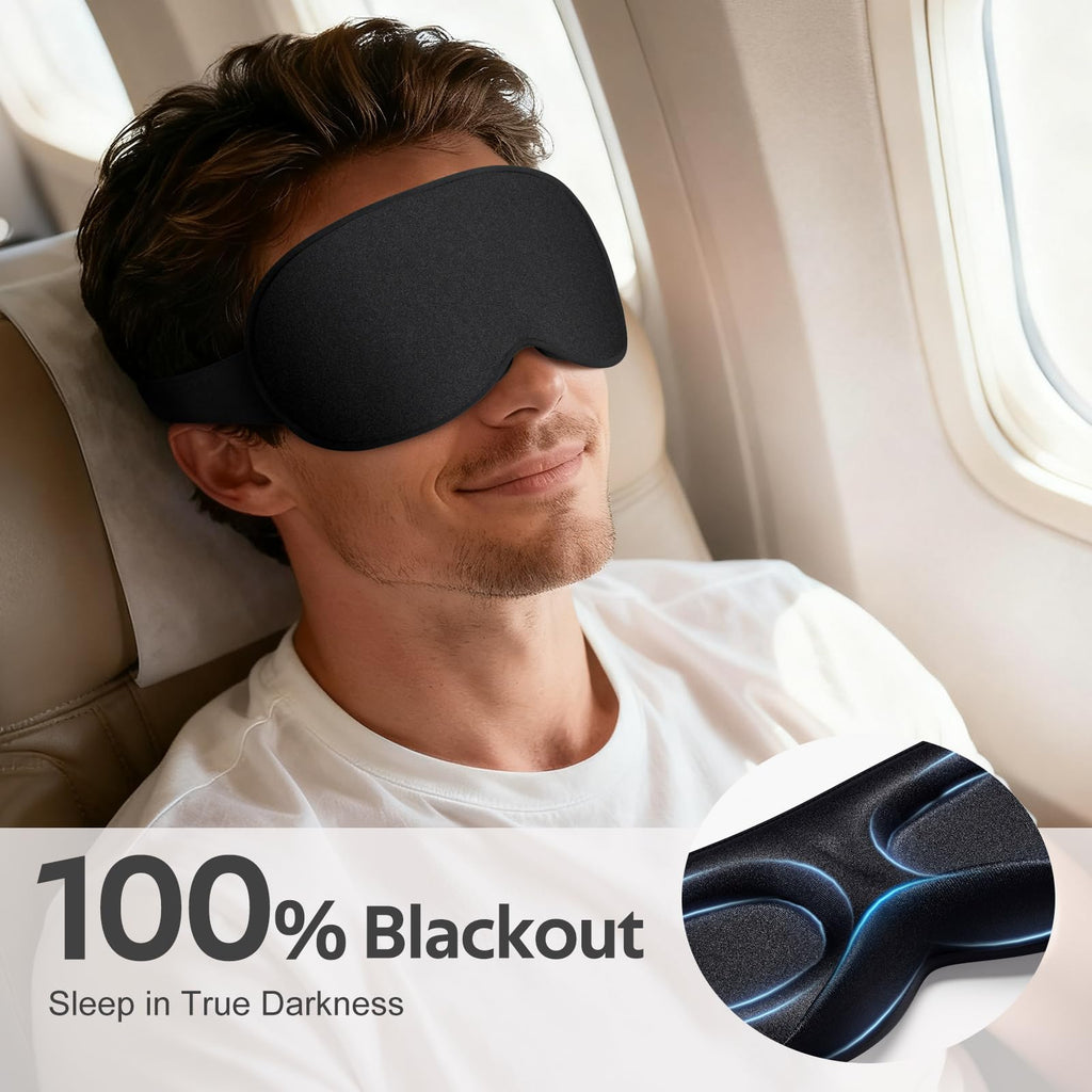 Vynix Sleep Mask for Men Women - 100% Blackout Eye Masks for Sleep - 3D Soft Sleeping Mask for Side Sleepers - Zero Pressure Lash Extensions Eye Cover Shade for Airplane Travel Essentials