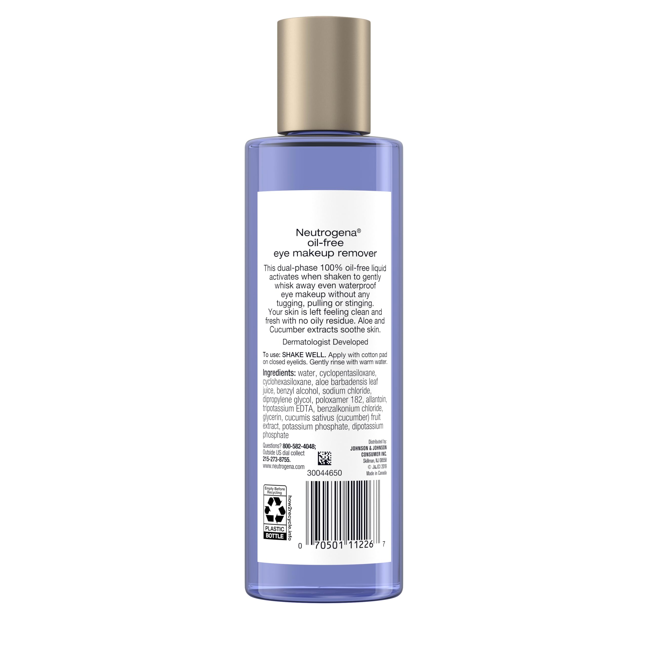 Neutrogena Gentle Oil-Free Eye Makeup Remover & Cleanser for Sensitive Eyes, Non-Greasy Makeup Remover, Removes Waterproof Mascara