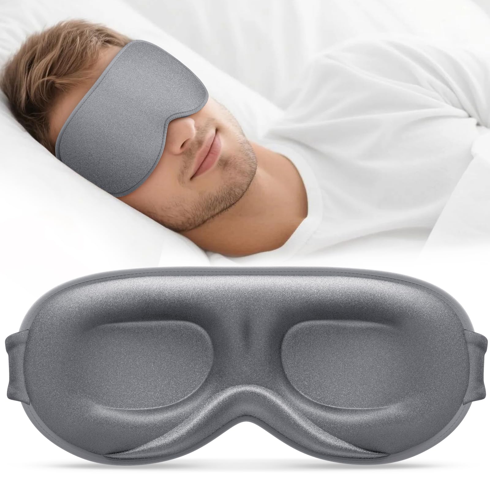 Vynix Sleep Mask for Men Women - 100% Blackout Eye Masks for Sleep - 3D Soft Sleeping Mask for Side Sleepers - Zero Pressure Lash Extensions Eye Cover Shade for Airplane Travel Essentials