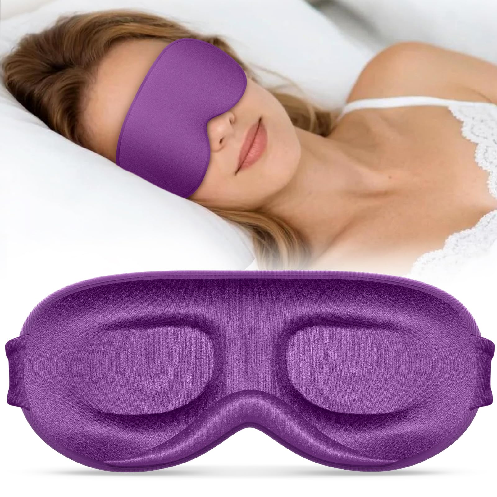 Vynix Sleep Mask for Men Women - 100% Blackout Eye Masks for Sleep - 3D Soft Sleeping Mask for Side Sleepers - Zero Pressure Lash Extensions Eye Cover Shade for Airplane Travel Essentials