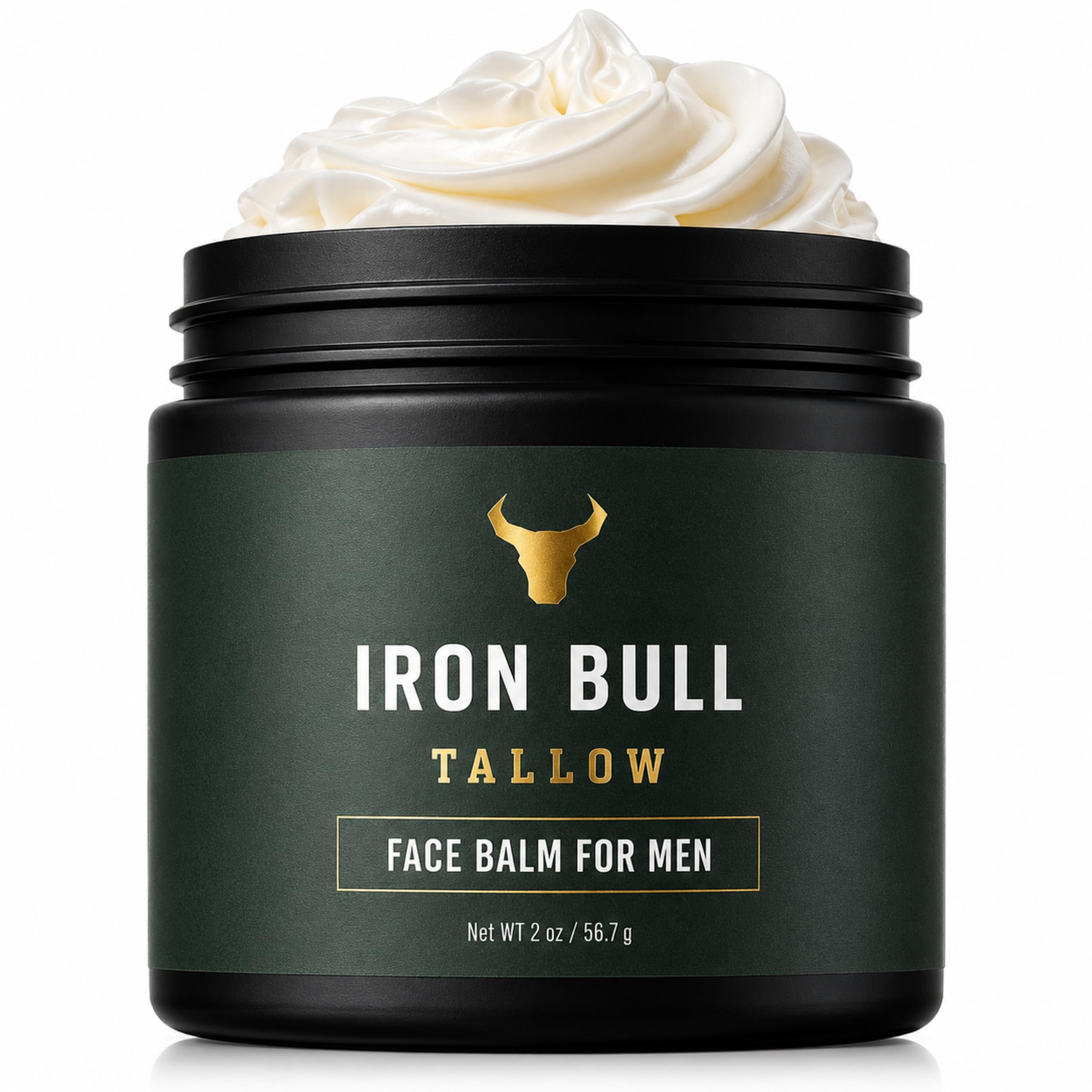 Iron Bull Beef Tallow Face Moisturizer for Men. Anti-Aging With Hyaluronic Acid for Wrinkles. Grass-Fed Beef Tallow Skin Balm & Jojoba Oil for All Skin Types. Natural Formula With a Clean Scent - 2oz