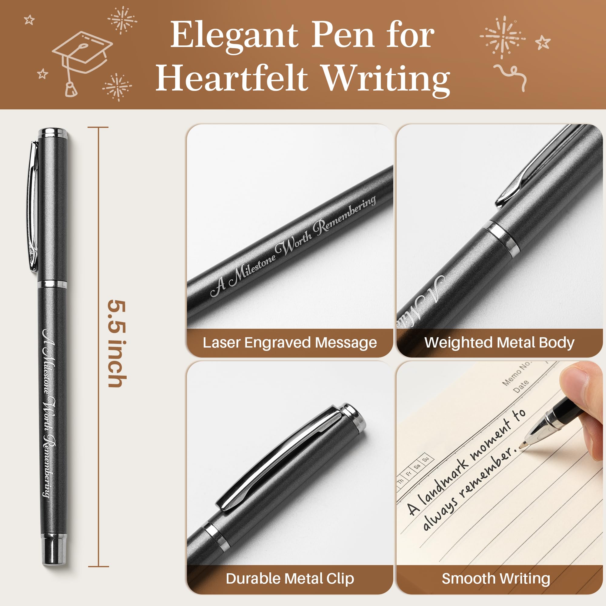 Engraved Leather Journal Graduation Gifts for Her Him, 200 Pages Refillable Journal with Photo Cover & Built-in Pocket & Pen, 2026 High School College Masters Degree Phd Nurse Inspirational Congratulations Gifts