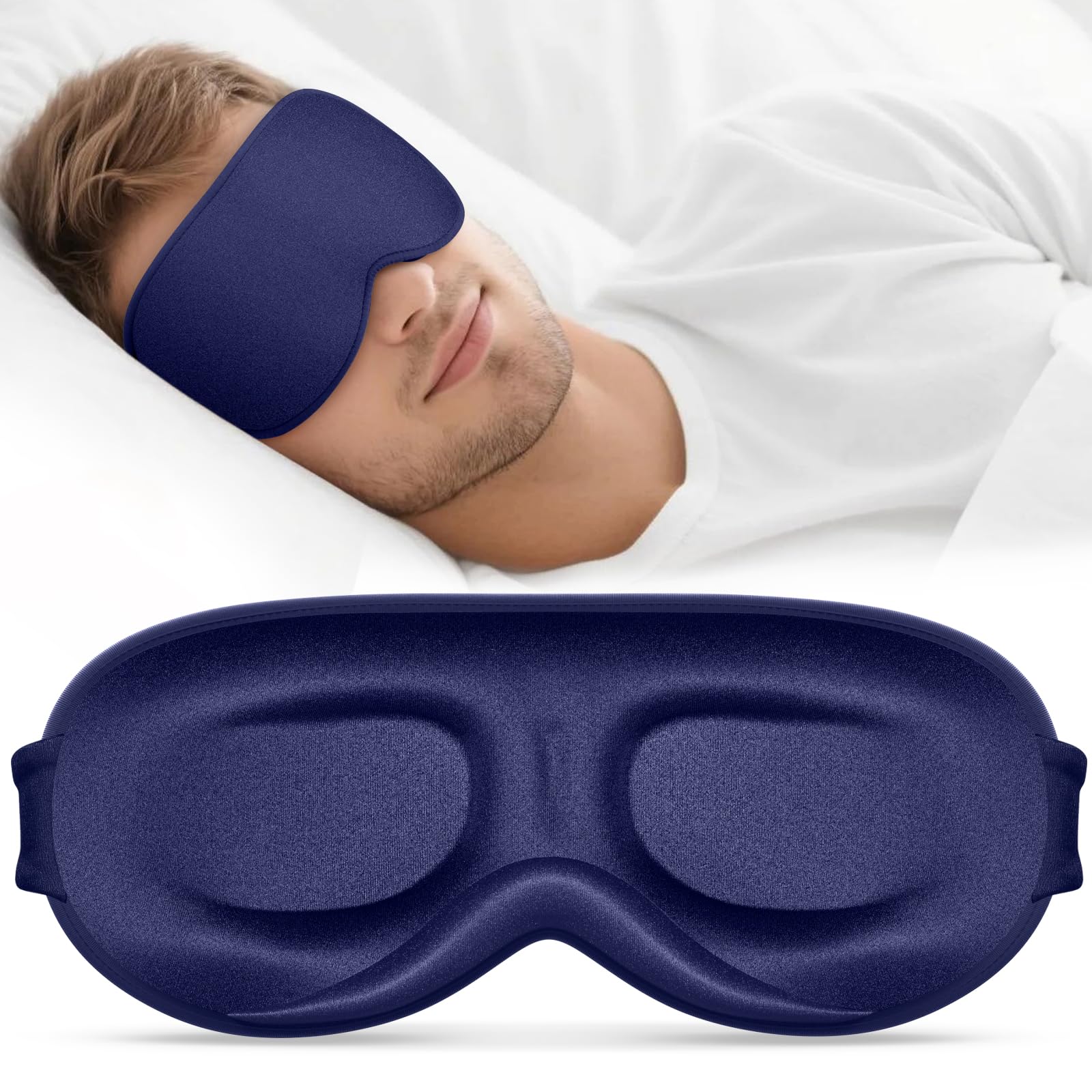 Vynix Sleep Mask for Men Women - 100% Blackout Eye Masks for Sleep - 3D Soft Sleeping Mask for Side Sleepers - Zero Pressure Lash Extensions Eye Cover Shade for Airplane Travel Essentials