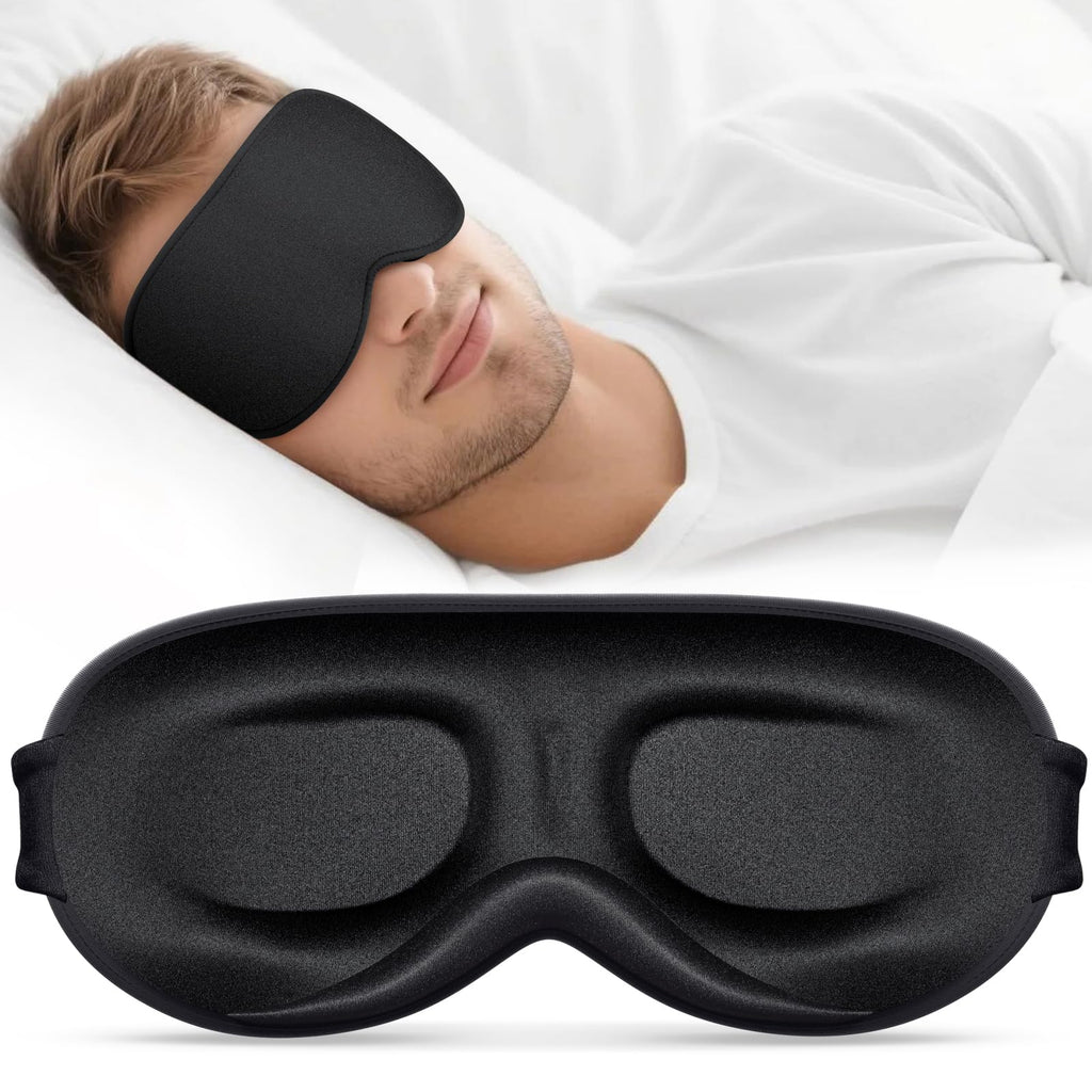 Vynix Sleep Mask for Men Women - 100% Blackout Eye Masks for Sleep - 3D Soft Sleeping Mask for Side Sleepers - Zero Pressure Lash Extensions Eye Cover Shade for Airplane Travel Essentials