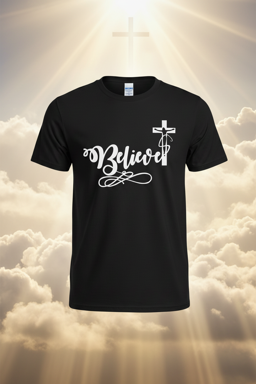 Believe Tshirt Christian Background Ghost Mannequin