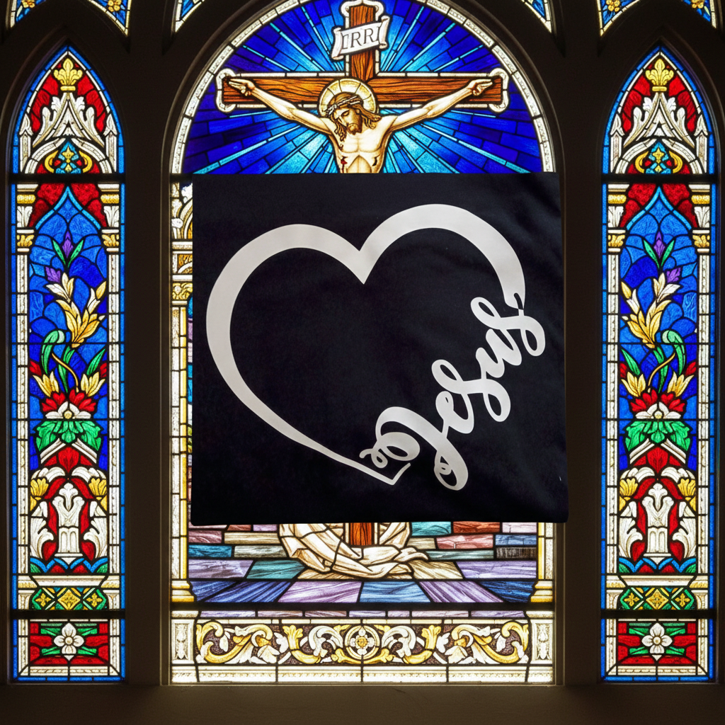 Jesus TShirt Stained Glass Christianity Background
